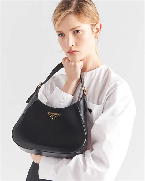 black prada outline|Prada leather shoulder bag.